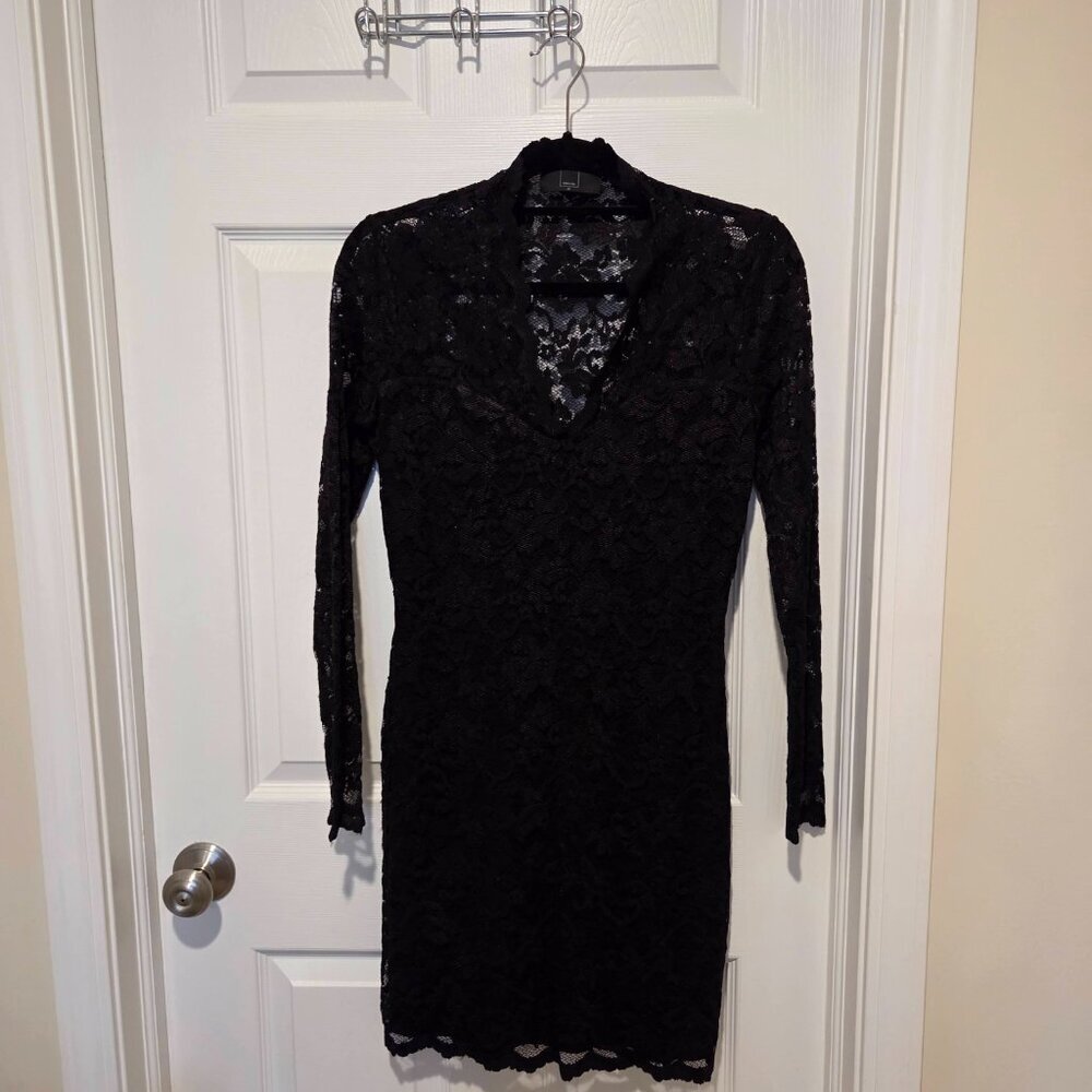 Dolce Vita Black Lace Long Sleeve Dress Womens Medium New Years Eve outfit - Picture 3 of 6